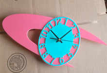 Load image into Gallery viewer, Large Orbital Wall Clock in Pink and Mint Blue
