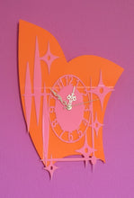 Load image into Gallery viewer, Large Butterfly Wall Clock in Pink and Orange Acrylic
