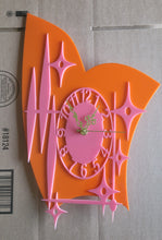 Load image into Gallery viewer, Large Butterfly Wall Clock in Pink and Orange Acrylic
