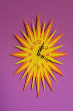 Load image into Gallery viewer, Large Layered Sun Wall Clock in Yellow and Orange Acrylic
