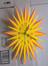 Load image into Gallery viewer, Large Layered Sun Wall Clock in Yellow and Orange Acrylic
