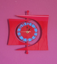 Load image into Gallery viewer, Small Sail Wall Clock in Red and Blue Acrylic
