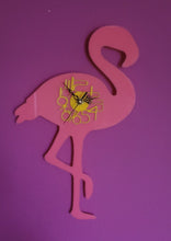 Load image into Gallery viewer, Large Flamingo Wall Clock in Pink and Yellow Acrylic
