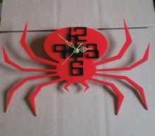 Load image into Gallery viewer, Large Spider Wall Clock in Red and Black Acrylic
