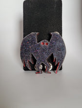 Load image into Gallery viewer, Mothman Brooch in Holographic Glitter and Red Mirrored Acrylic
