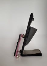 Load image into Gallery viewer, F**k Fascism Brooch in Black Gloss and Light Pink Pearl Acrylic

