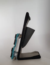 Load image into Gallery viewer, Eat Sh*t Brooch in Gloss Black and Blue Acrylic

