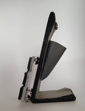 Load image into Gallery viewer, F**k Fascism Brooch in Black Gloss and White Pearl Acrylic
