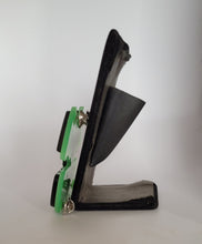 Load image into Gallery viewer, Cursed Brooch in UV Glow in the Dark Green and Black Gloss Acrylic
