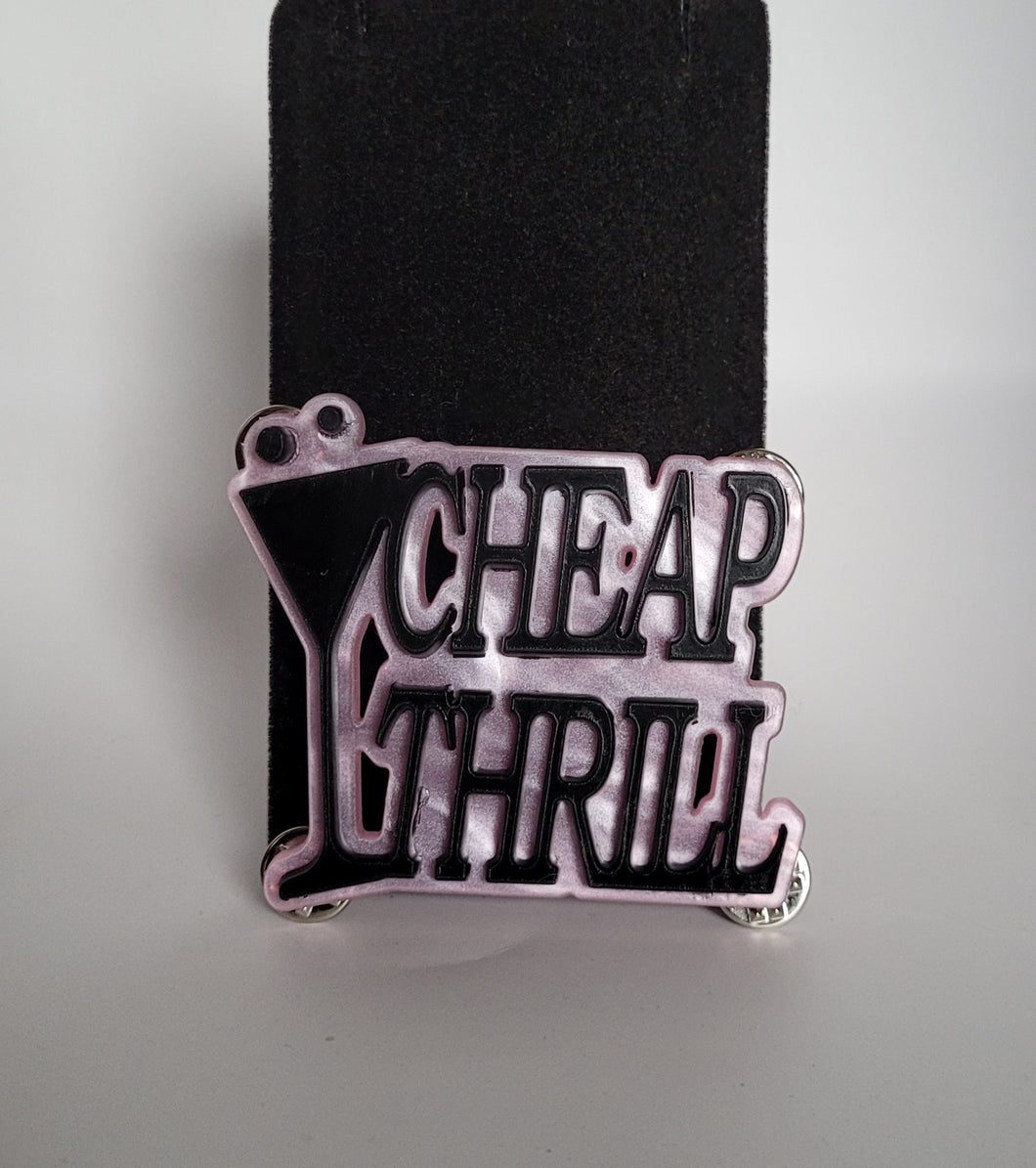 Cheap Thrill Brooch in Pink Pearl and Black Gloss Acrylic