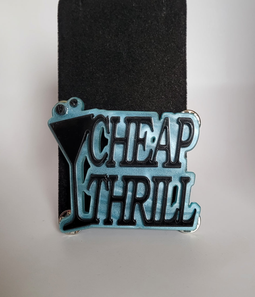 Cheap Thrill Brooch in Pearl Aqua and Black Gloss Acrylic