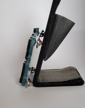 Load image into Gallery viewer, Cheap Thrill Brooch in Pearl Aqua and Black Gloss Acrylic
