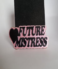 Load image into Gallery viewer, Future Mistress Brooch in Pink Glitter and Black Gloss Acrylic

