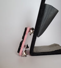 Load image into Gallery viewer, Future Mistress Brooch in Pink Glitter and Black Gloss Acrylic
