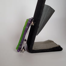 Load image into Gallery viewer, Zombie Queen Brooch in Pearl Purple and Pearl Lime Green Acrylic
