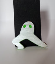 Load image into Gallery viewer, Fresno Nightcrawler Brooch in Neon Green Gloss and Pearl White Acrylic
