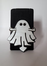 Load image into Gallery viewer, Naughty Ghost Brooch in Black Gloss and Pearl White Acrylic (Style 2)
