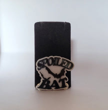 Load image into Gallery viewer, Spoiled Bat Brooch in Black Gloss and Glitter White Acrylic
