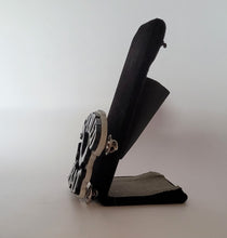 Load image into Gallery viewer, Spoiled Bat Brooch in Black Gloss and Glitter White Acrylic
