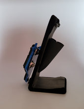 Load image into Gallery viewer, Sex Kitten Brooch in Black Gloss and Blue Glitter Acrylic
