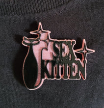 Load image into Gallery viewer, Sex Kitten Brooch in Black Gloss and Pink Glitter Acrylic
