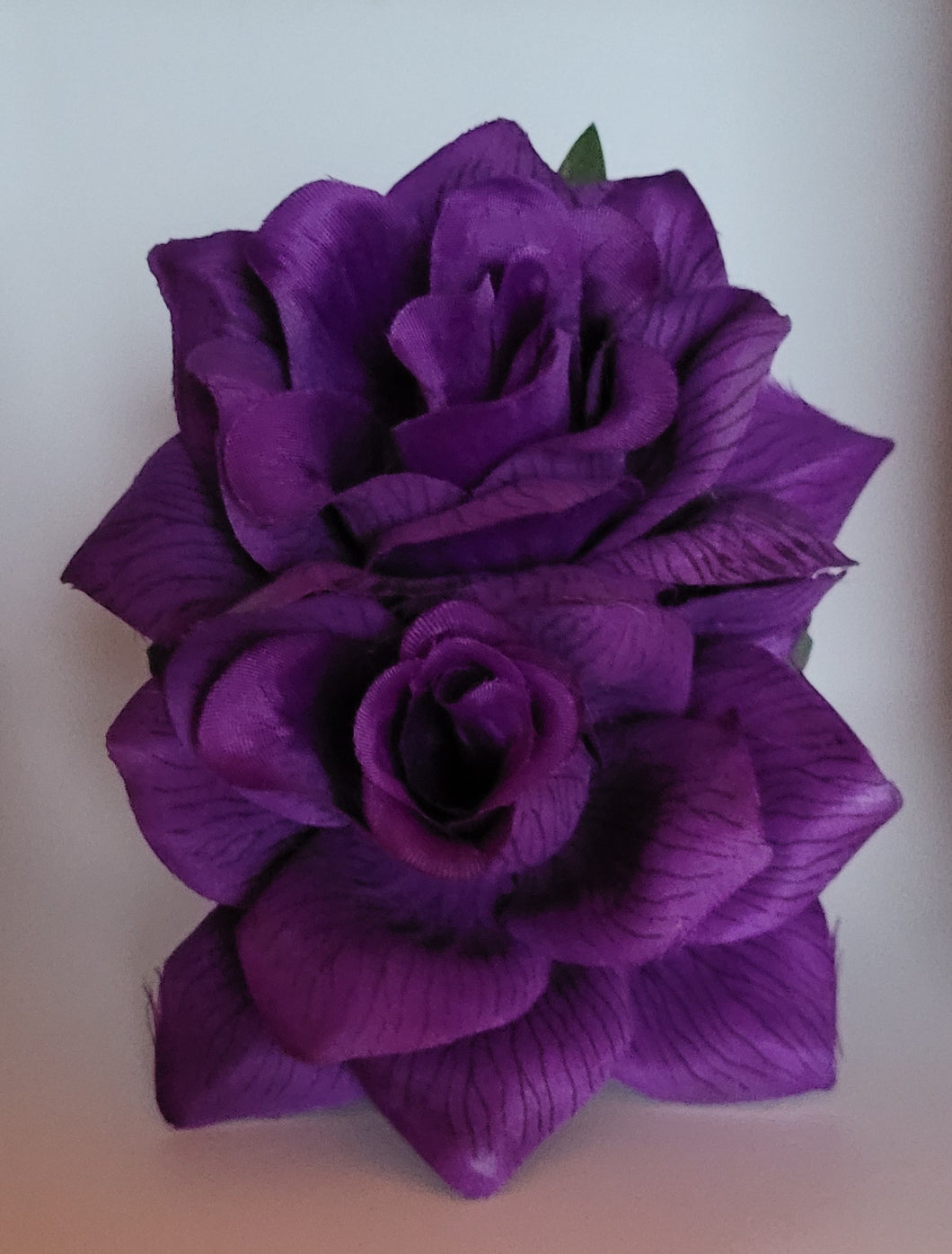 Double Rose Hair Flower in Purple