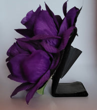 Load image into Gallery viewer, Double Rose Hair Flower in Purple
