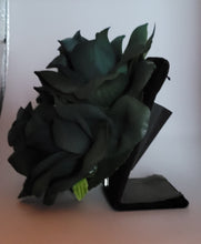 Load image into Gallery viewer, Double Rose Hair Flower in Dark Green
