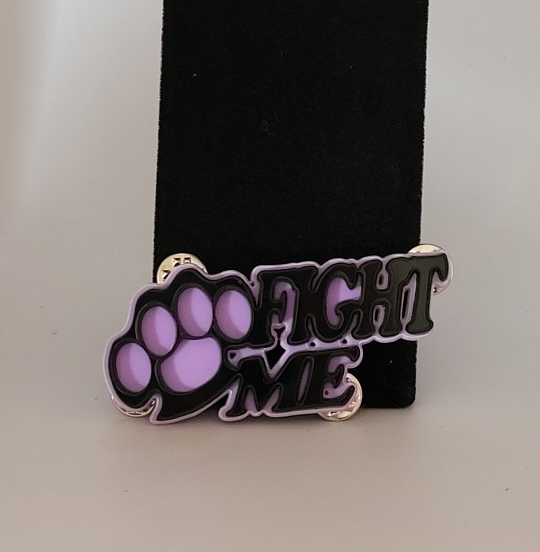 Fight Me Brooch in Pale Lavender and Black Gloss Acrylic