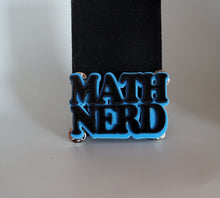 Load image into Gallery viewer, Math Nerd Brooch in Black and Blue Gloss Acrylic
