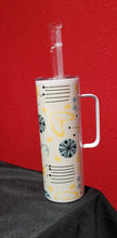 Load image into Gallery viewer, Atomic Boomerang Tumbler in Blue, Yellow, and Black
