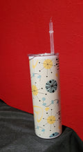 Load image into Gallery viewer, Atomic Boomerang Tumbler in Blue, Yellow, and Black
