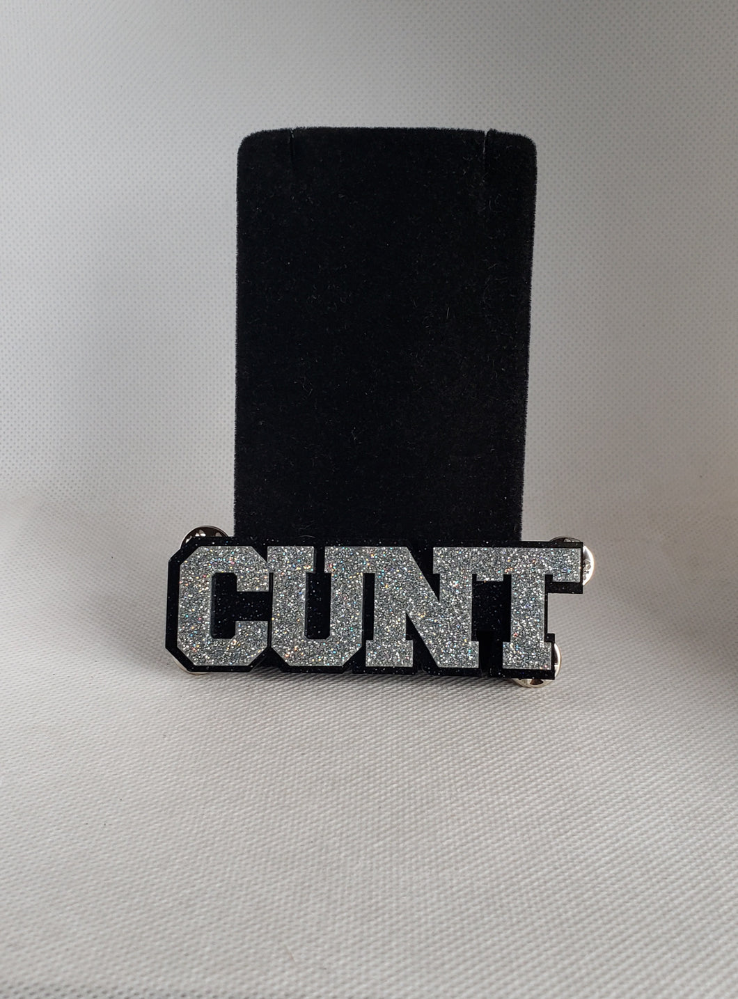 C*nt Brooch in Silver and Black