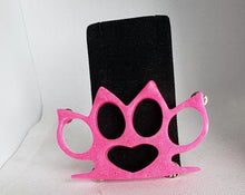 Load image into Gallery viewer, Pointy &quot;brass&quot; Knuckles Brooch in Hollywood Pink
