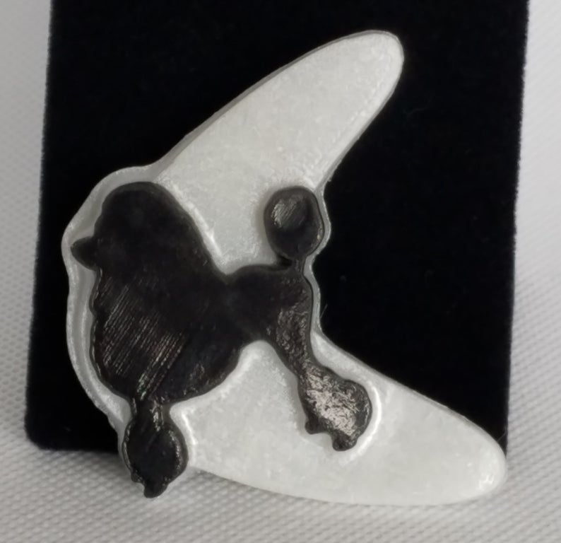 Large Retro Atomic Boomerang and Poodle Brooch