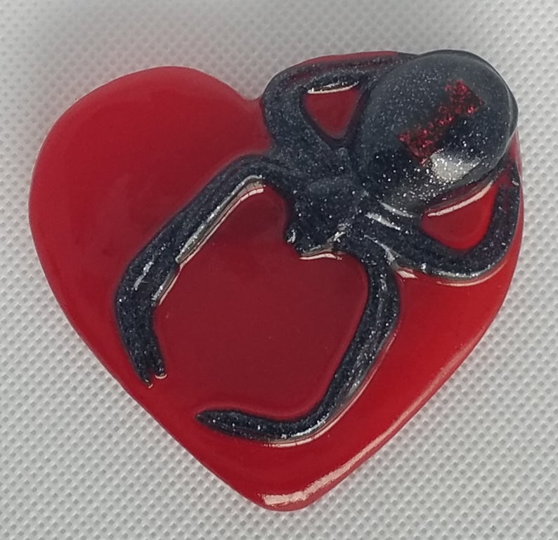 Black Widow Heart Brooch