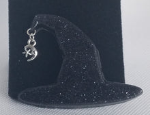 Load image into Gallery viewer, Witch Hat Brooch with Crescent Moon and Star
