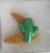 Load image into Gallery viewer, Large Atomic Boomerang and Cactus Brooch
