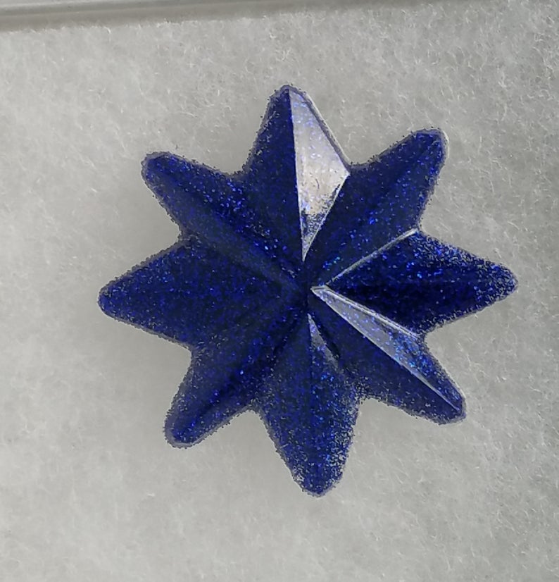 Atomic Starburst Brooch in clear resin and dark blue glitter