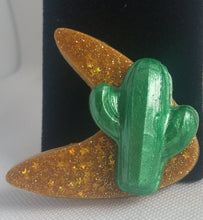 Load image into Gallery viewer, Large Atomic Boomerang and Cactus Brooch
