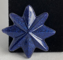 Load image into Gallery viewer, Atomic Starburst Brooch in clear resin and dark blue glitter
