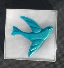 Load image into Gallery viewer, Swallow Brooch in Poseidon Blue
