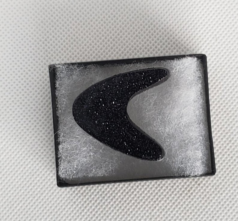 Small Atomic Boomerang Brooch in Black