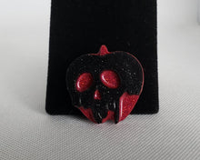 Load image into Gallery viewer, Medium Poison Apple Brooch in Firecracker Red and Black
