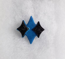 Load image into Gallery viewer, Mini Retro Triple Diamond Brooch in Ocean Blue and Black
