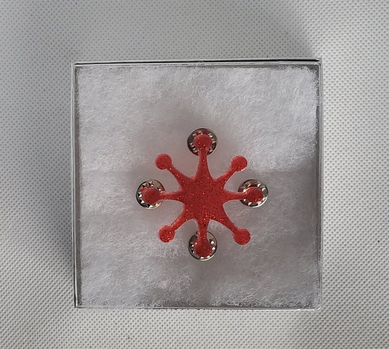 Small Atomic Sunburst Brooch in Bitten Red