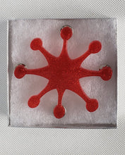 Load image into Gallery viewer, Large Atomic Sunburst Brooch in Red
