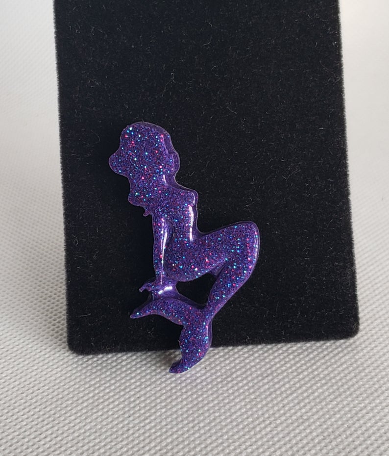 Mini Mermaid Brooch in Queen's Purple