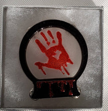 Load image into Gallery viewer, Bloody Handprint Snow Globe Brooch
