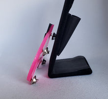 Load image into Gallery viewer, Atomic Star Boomerang Brooch in Hollywood Pink and Black
